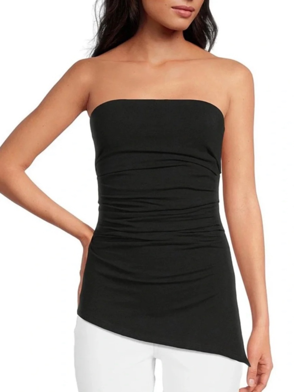 Good American Medium M black ruched strapless top nwt - Picture 1 of 5